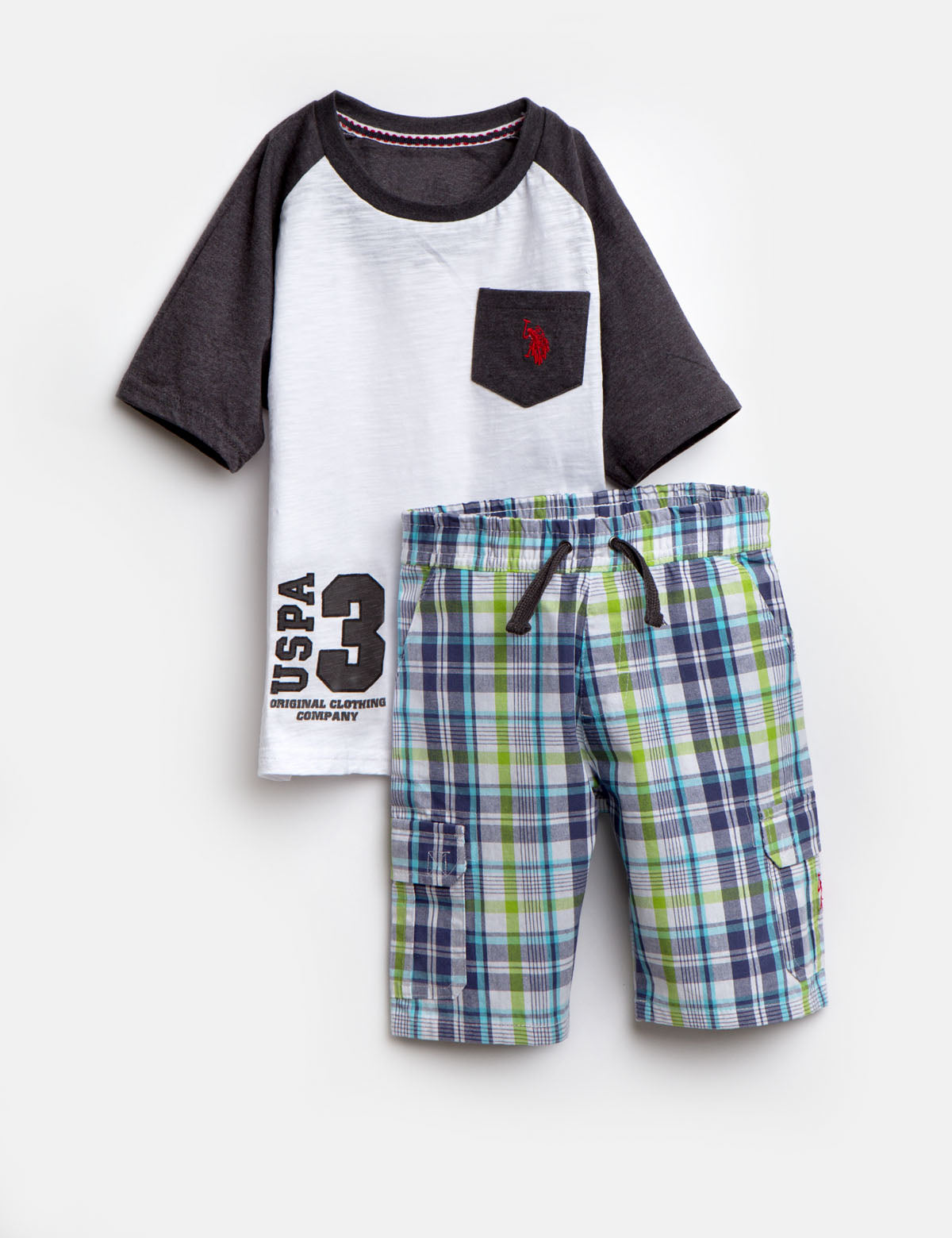 Boys Cotton 2-Piece Set: Tee & Cargo Shorts