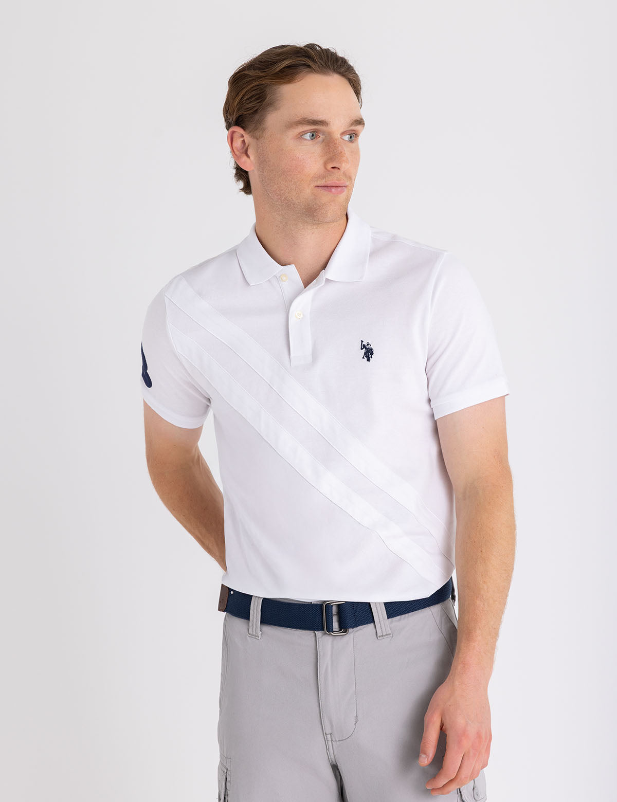 Men's Jersey Double Sash Polo Shirt - Casual Slim Fit Top