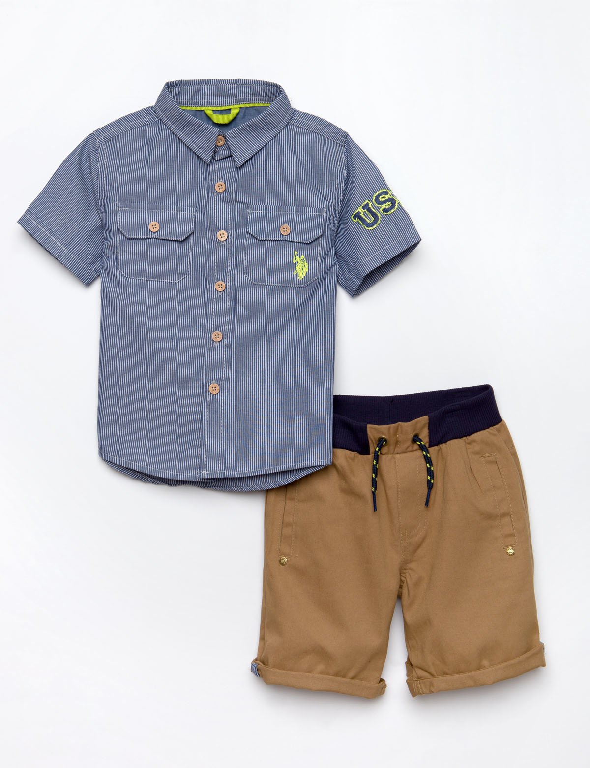 Boys' 2-Piece Shirt & Shorts Set with Drawstring Waist