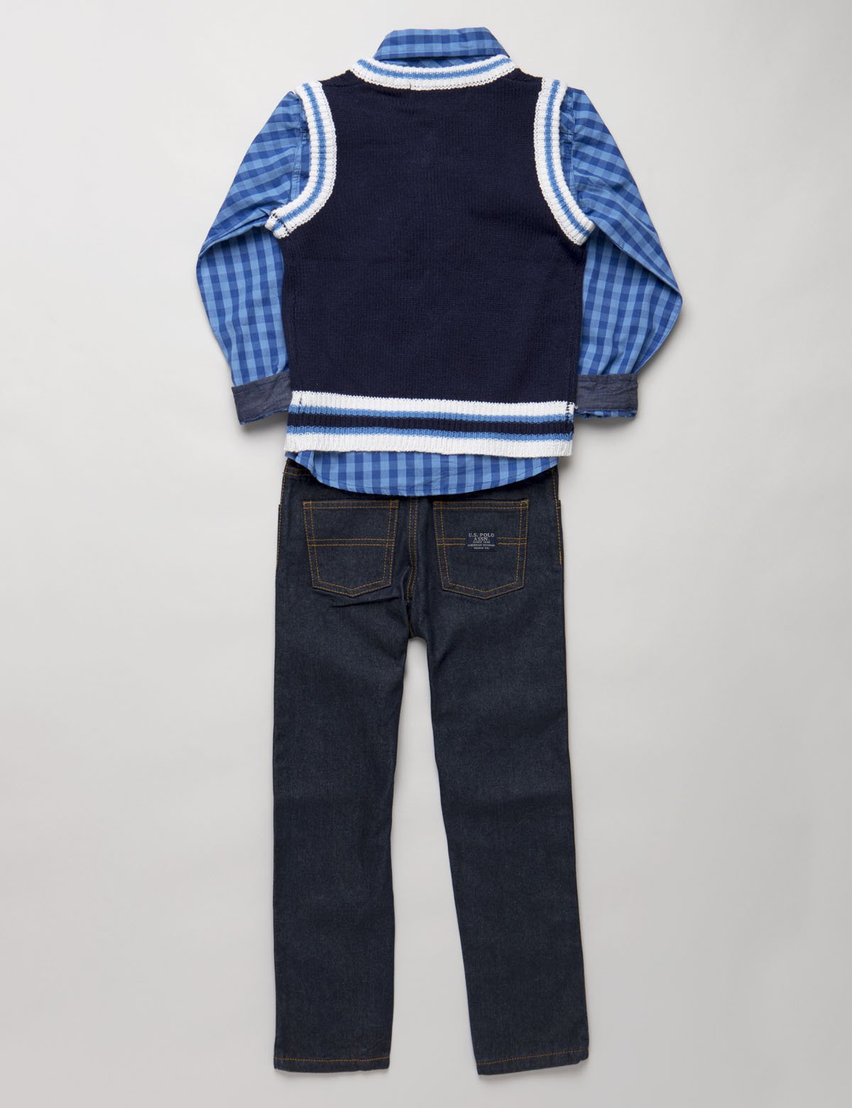 U.S. Polo Assn. Boys 3-Piece Outfit: Vest, Shirt & Jeans Set