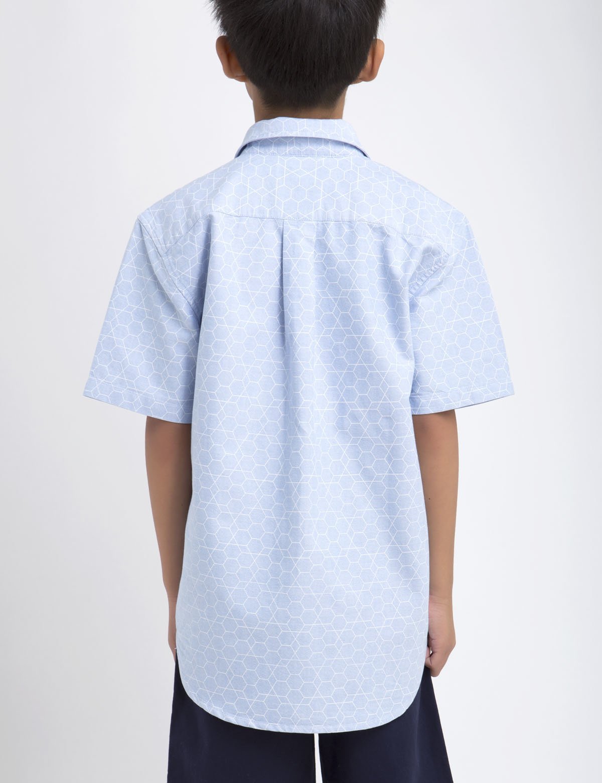 Black Mallet Boys' Short Sleeve Oxford Shirt - Honeycomb Print