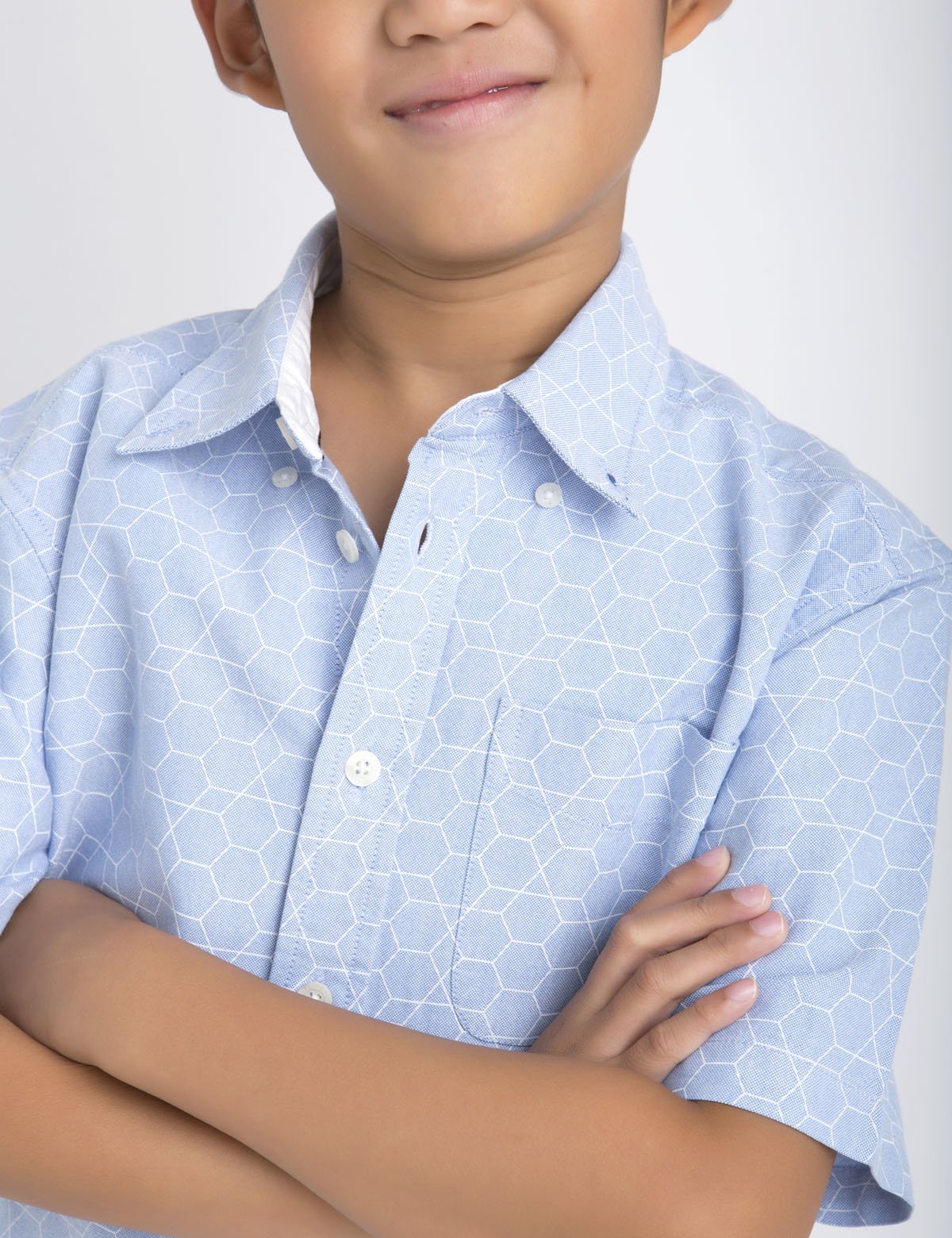 Black Mallet Boys' Short Sleeve Oxford Shirt - Honeycomb Print