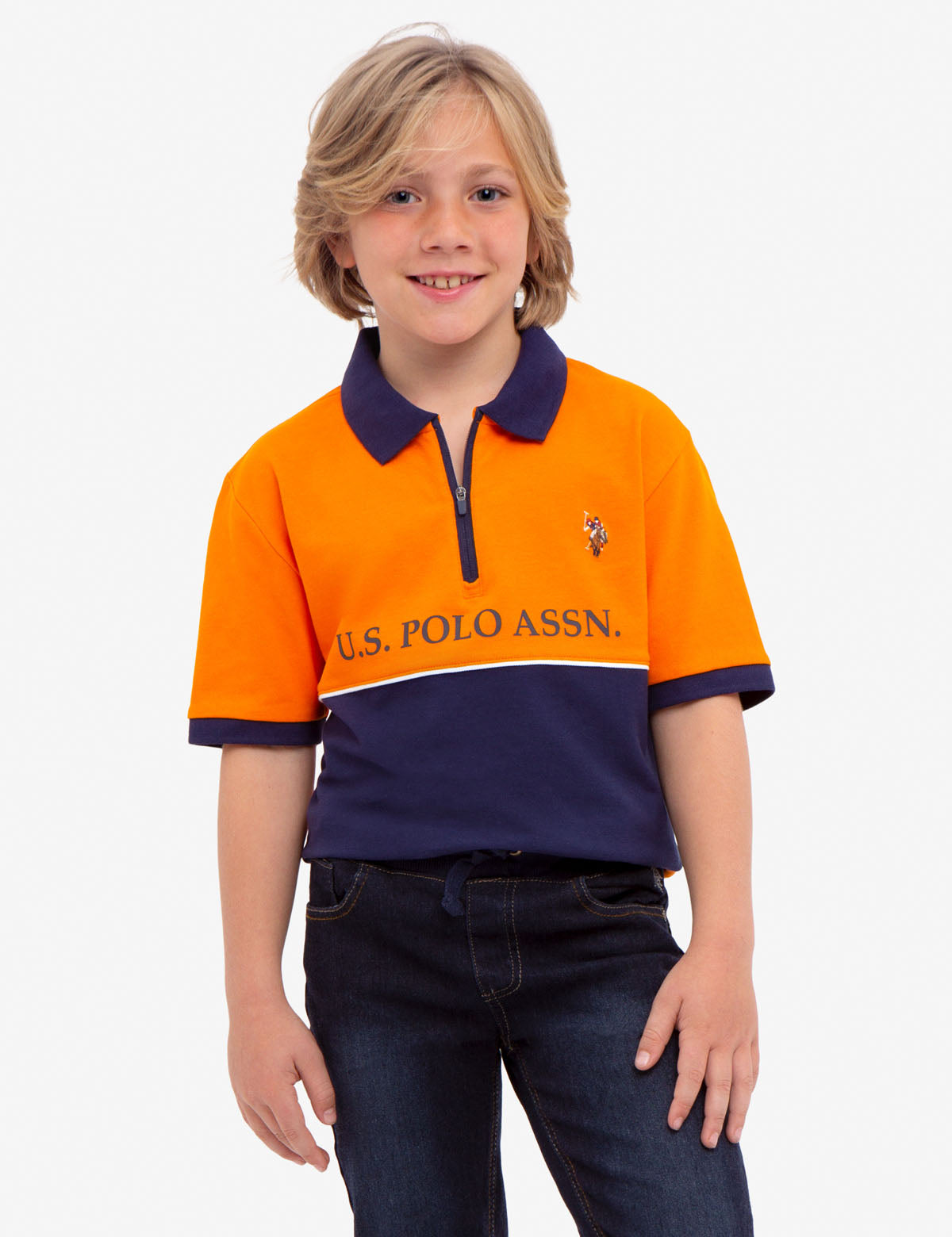U.S. Polo Assn. Boys Colorblock Cotton Pique Polo Shirt