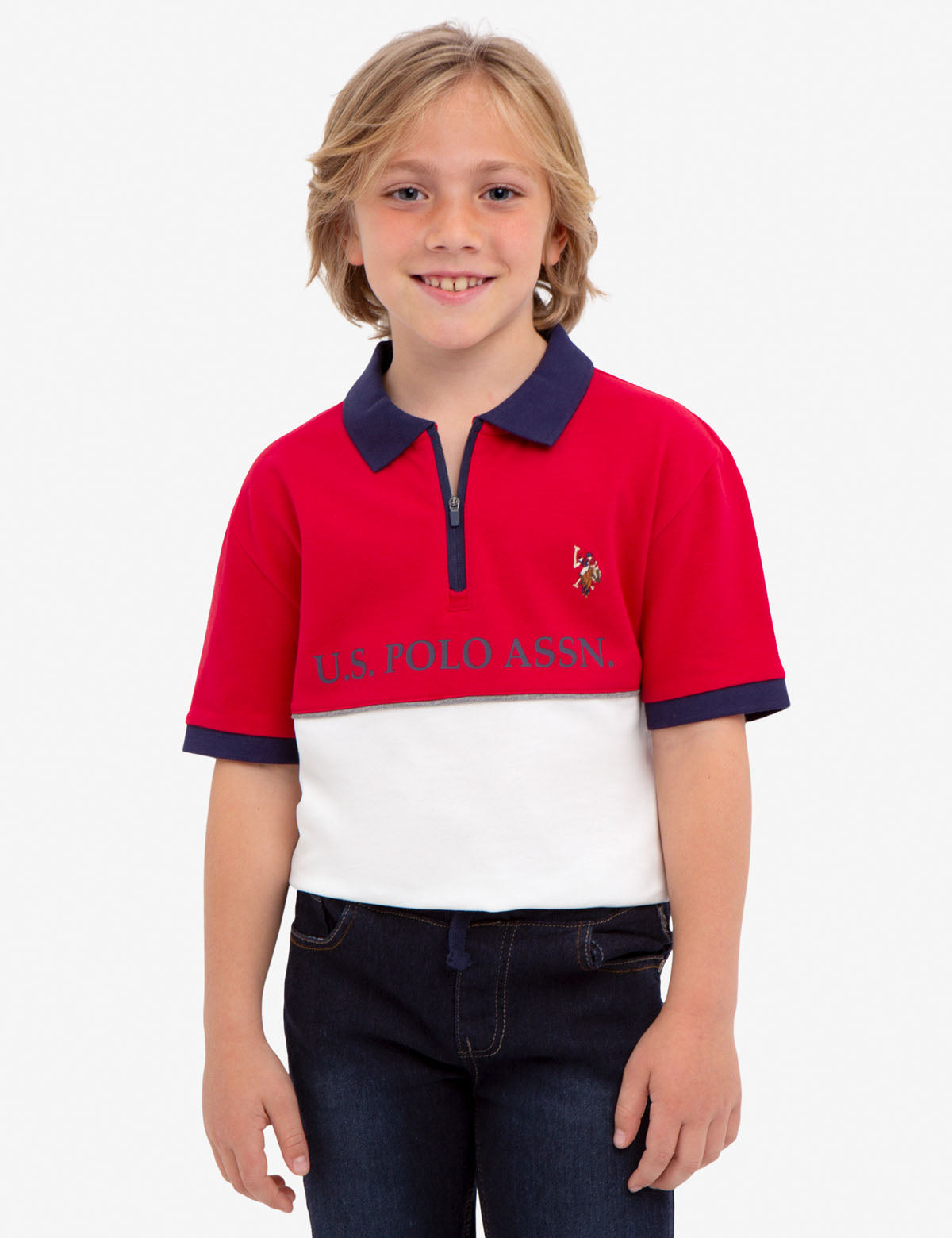 U.S. Polo Assn. Boys Colorblock Cotton Pique Polo Shirt
