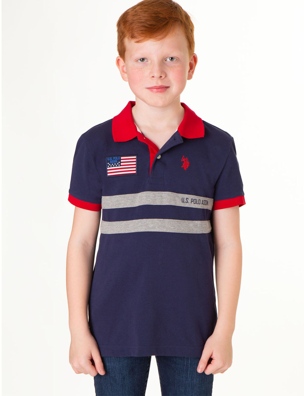 U.S. Polo Assn. Boys Colorblock Cotton Pique Polo Shirt