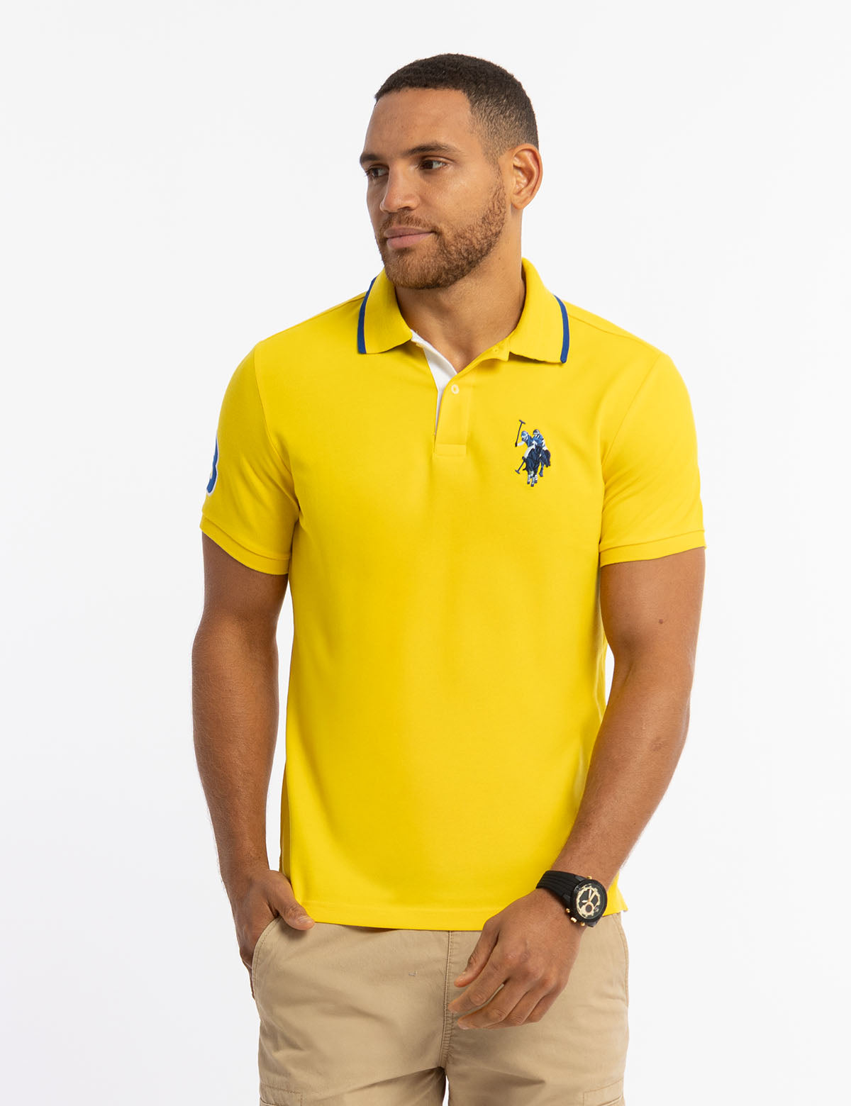 Slim Fit Multi-Tonal Polo Shirt with Big Logo
