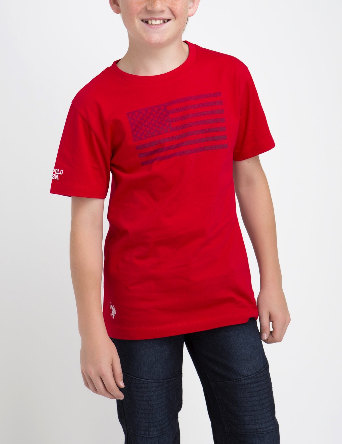 Boys American Flag Print Cotton T-Shirt