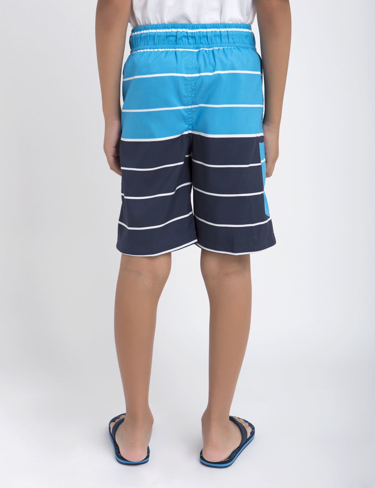 Boys Striped Swim Trunks with Mesh Lining & Pockets