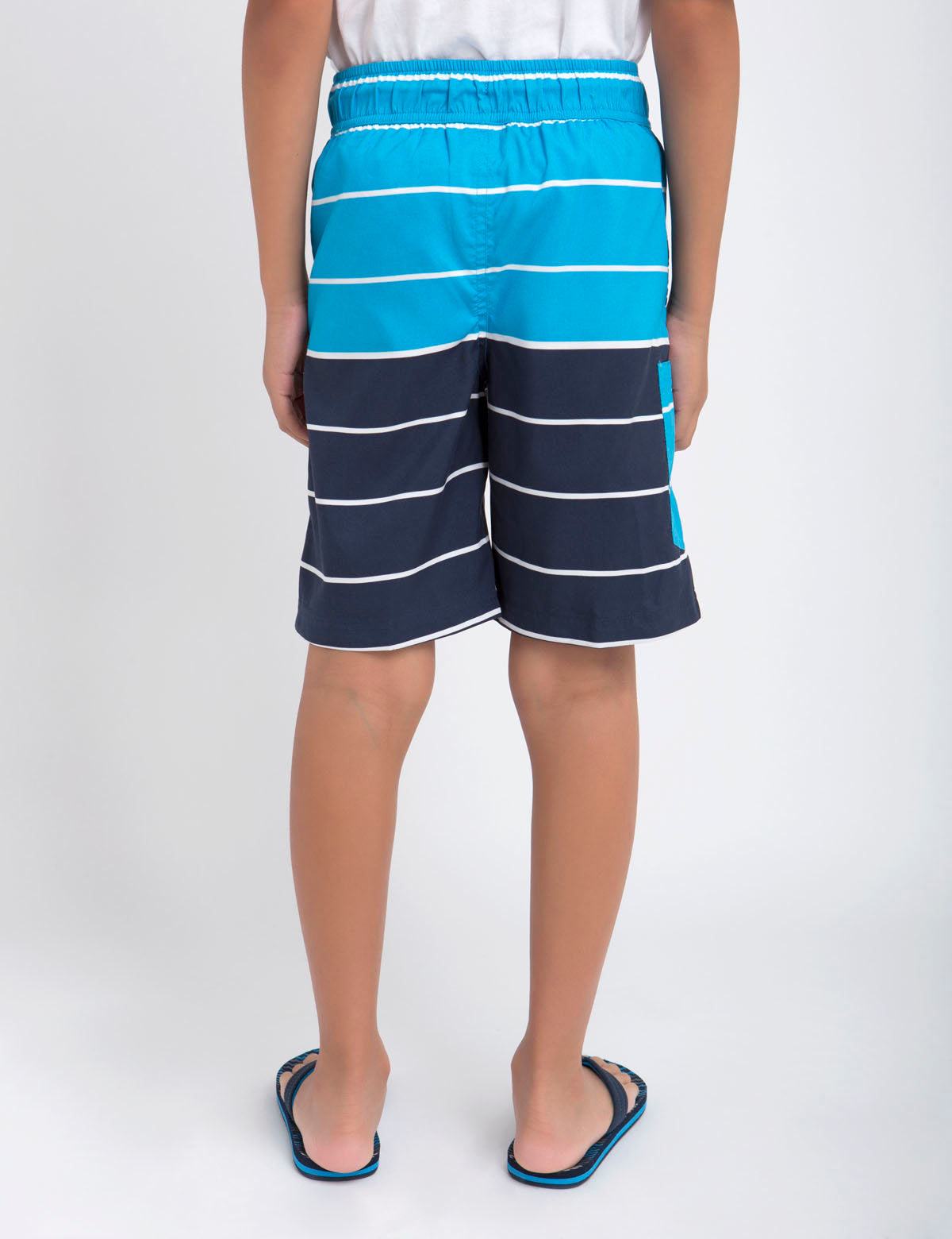 Boys Striped Swim Trunks with Mesh Lining & Pockets