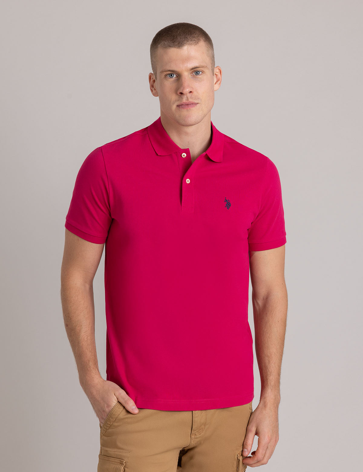 Men's Solid Pique Polo Shirt with Small Logo