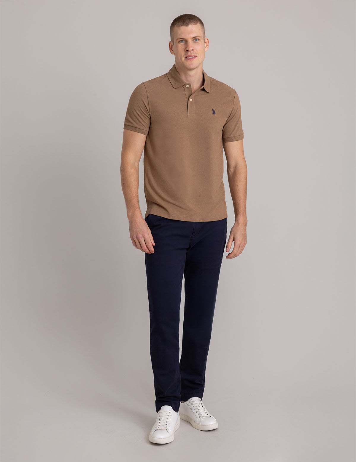 Men's Solid Pique Polo Shirt with Small Logo