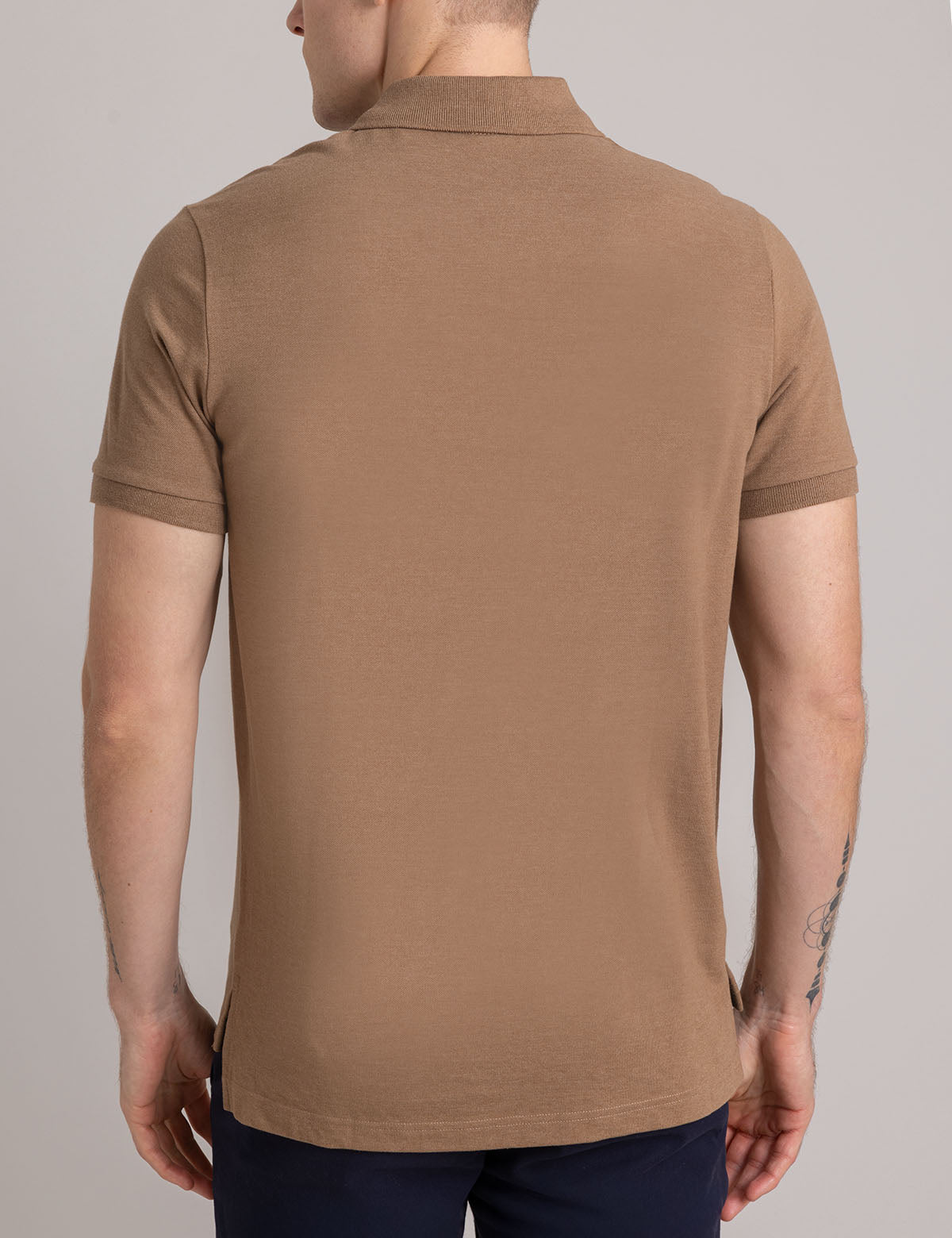 Men's Solid Pique Polo Shirt with Small Logo
