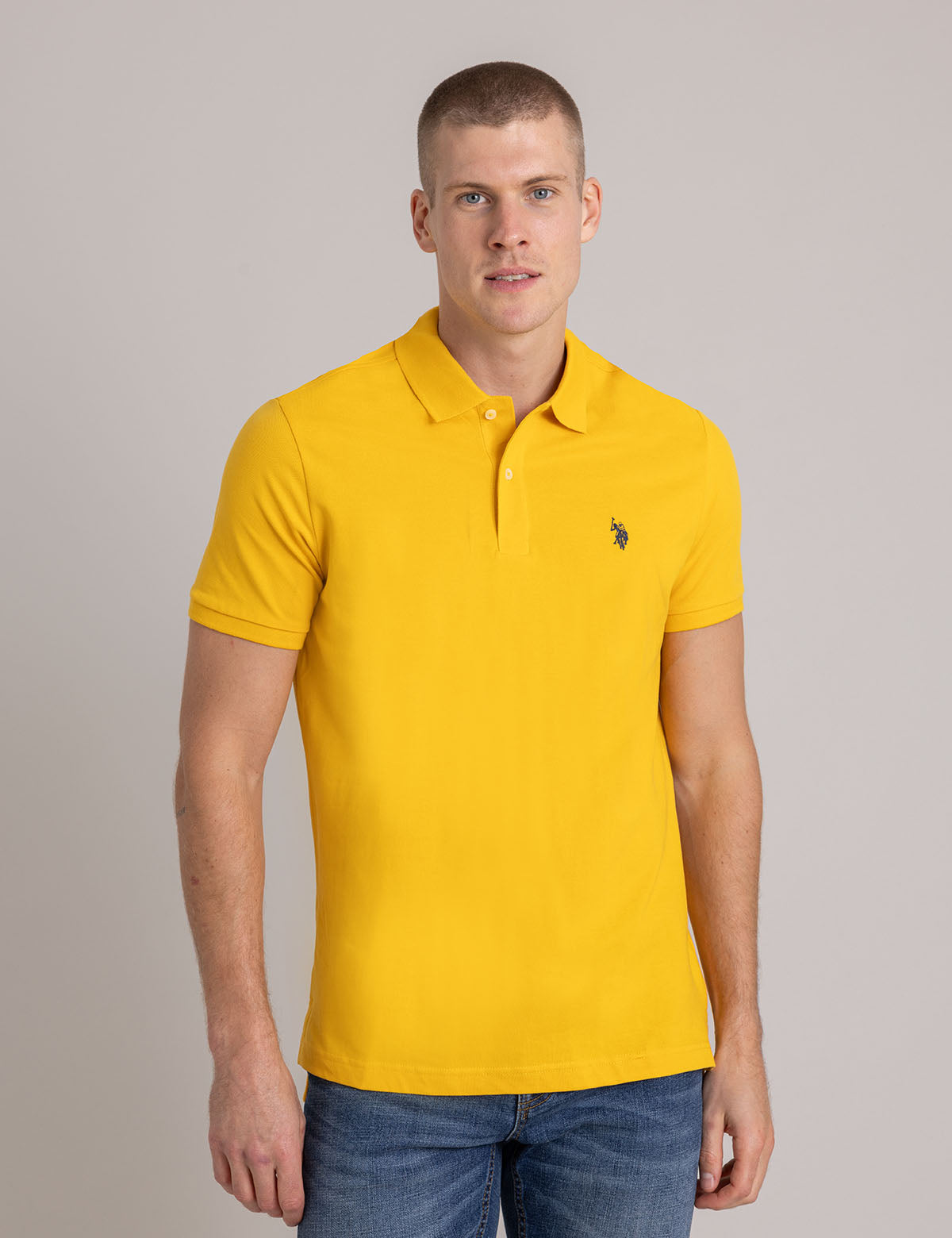 Men's Solid Pique Polo Shirt with Small Logo