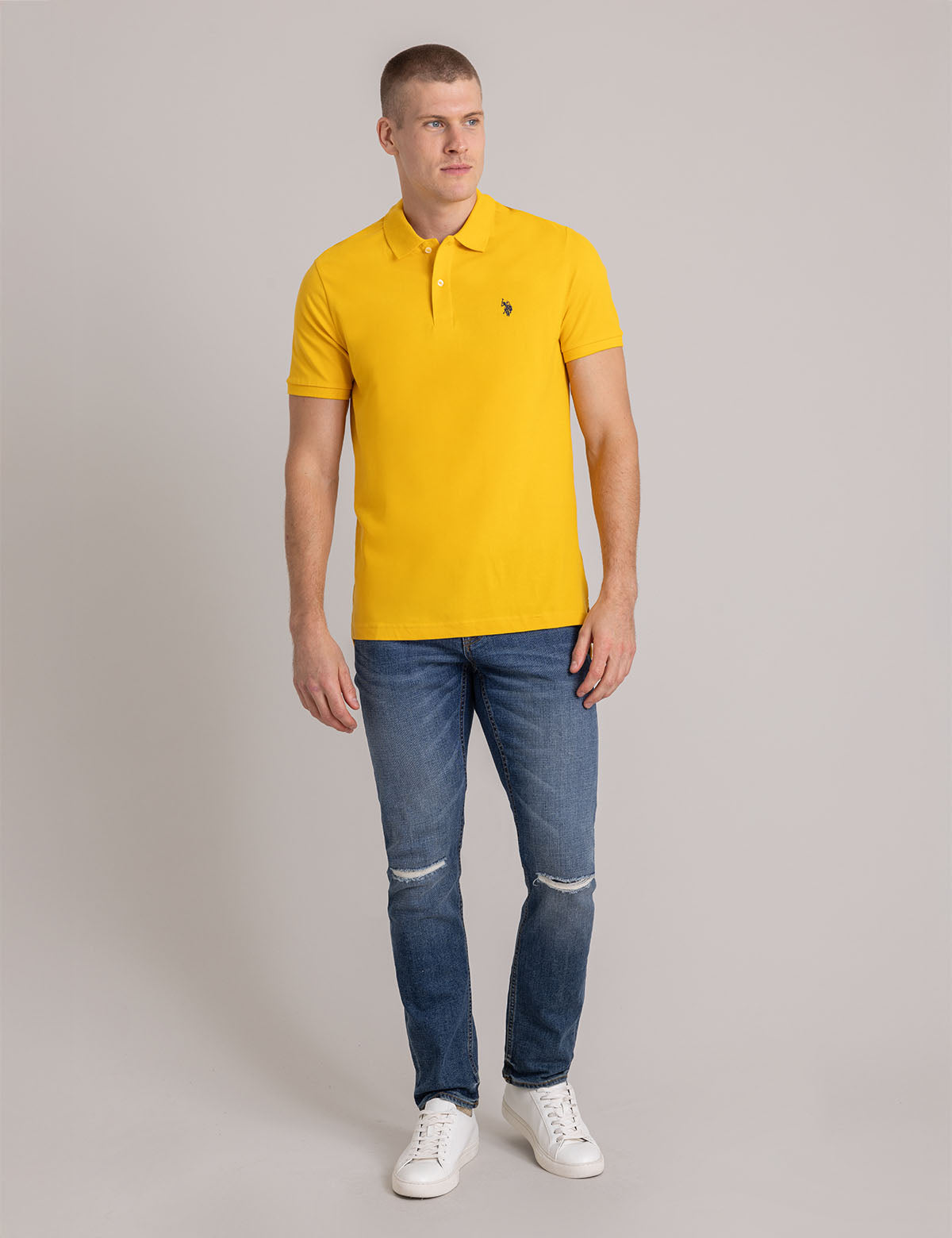 Men's Solid Pique Polo Shirt with Small Logo