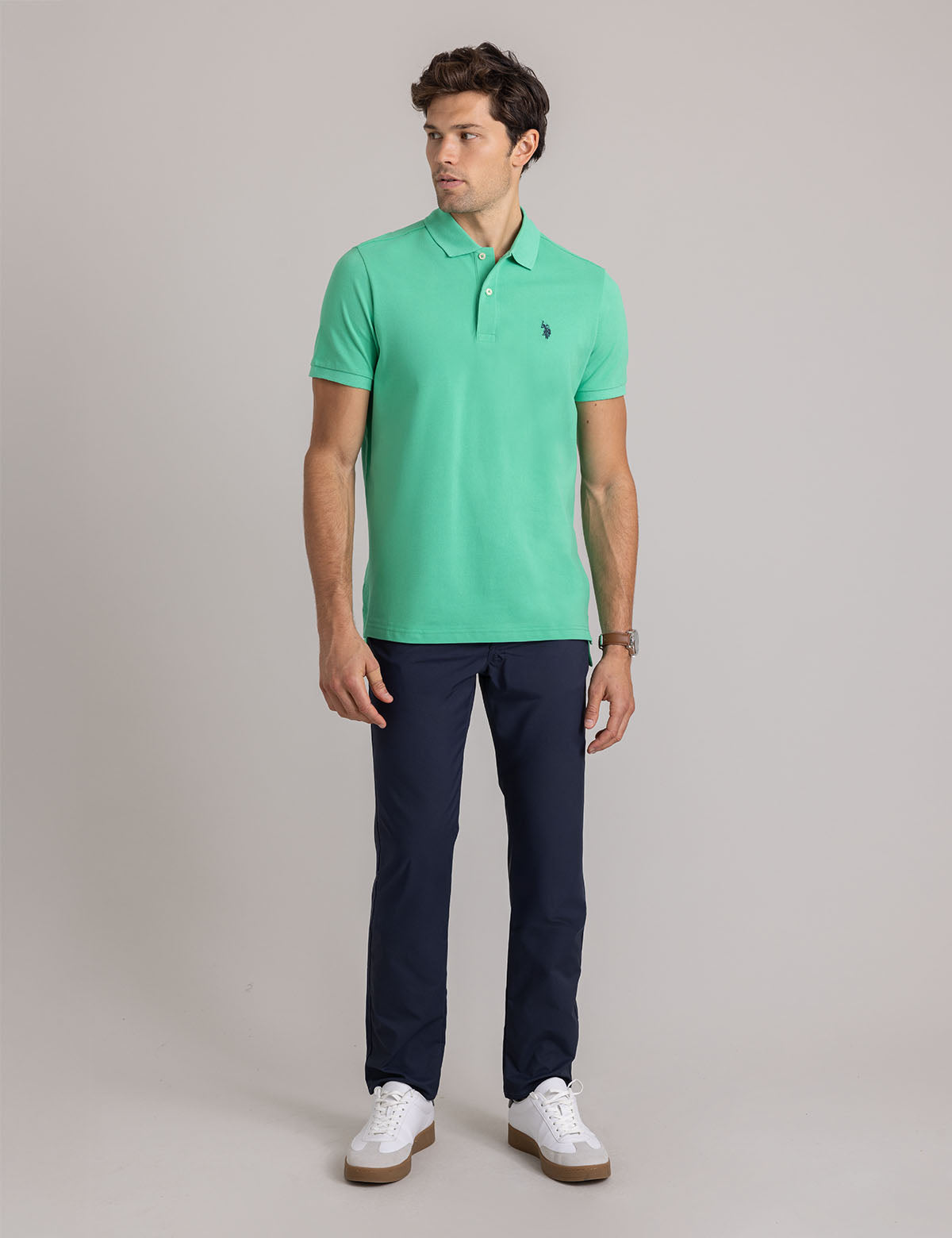 Men's Solid Pique Polo Shirt with Small Logo