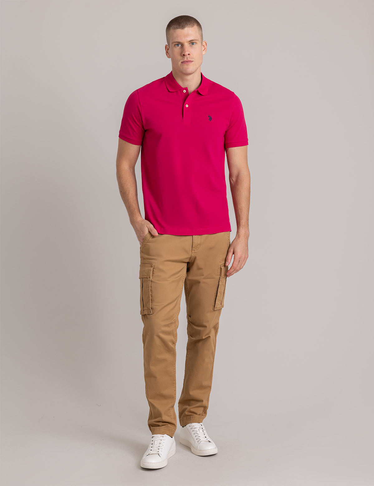 Men's Solid Pique Polo Shirt with Small Logo