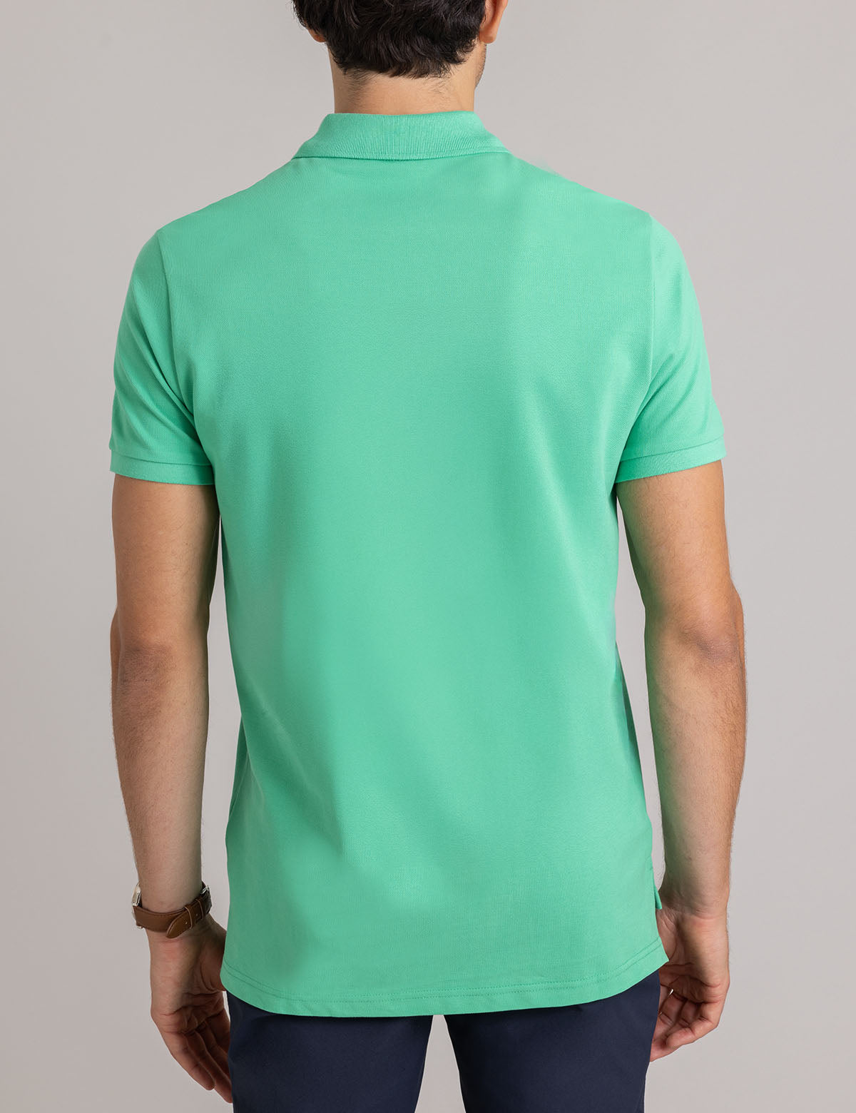 Men's Solid Pique Polo Shirt with Small Logo