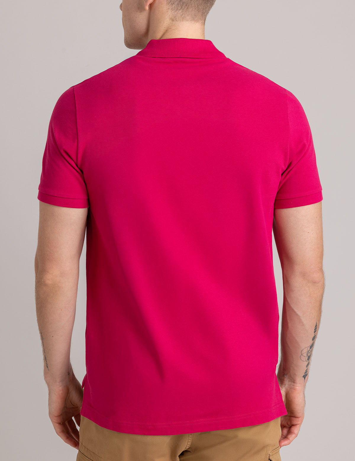 Men's Solid Pique Polo Shirt with Small Logo