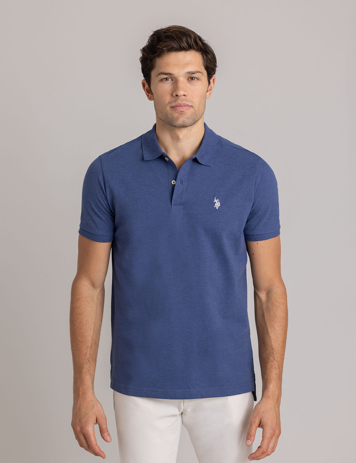 Men's Solid Pique Polo Shirt with Small Logo