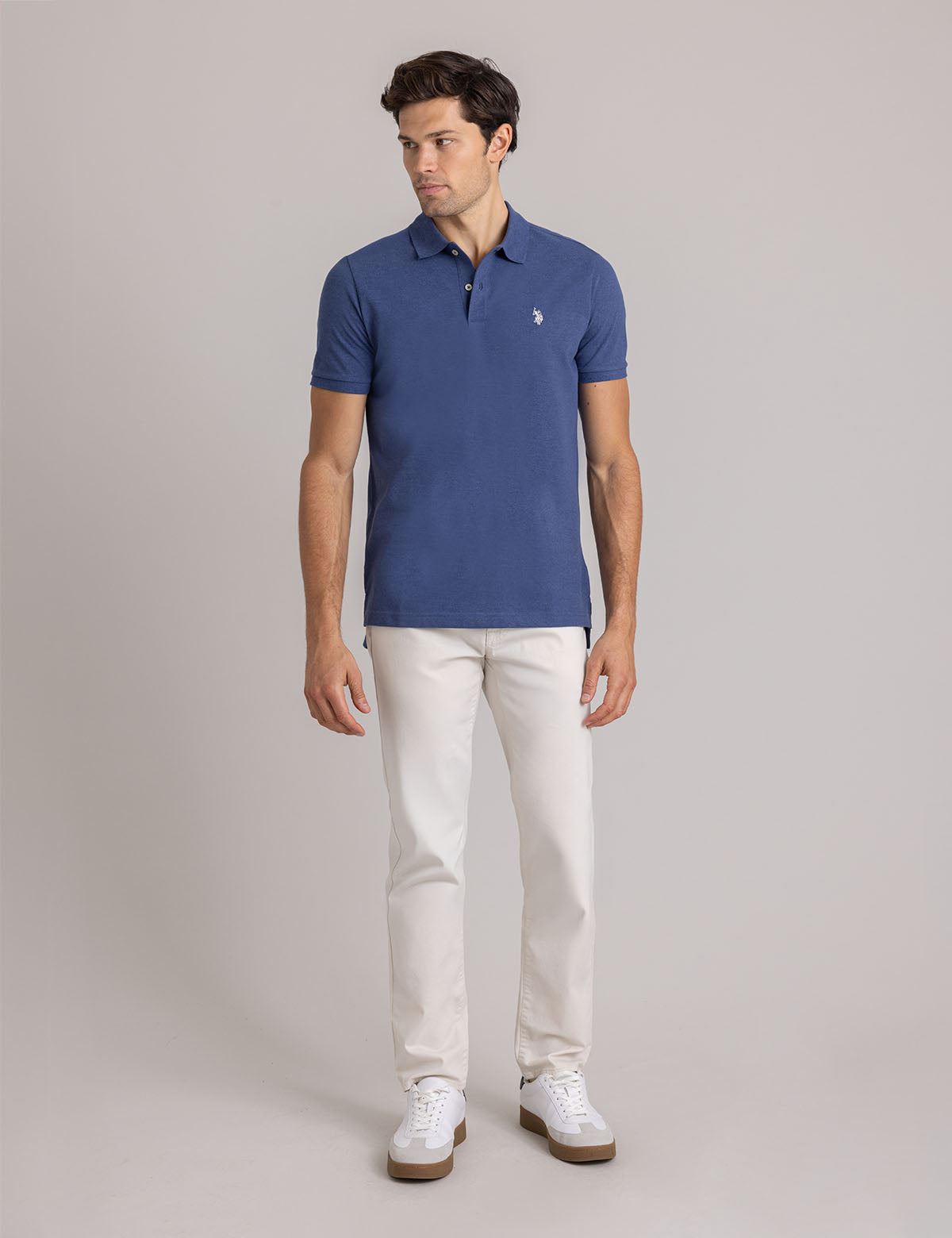 Men's Solid Pique Polo Shirt with Small Logo