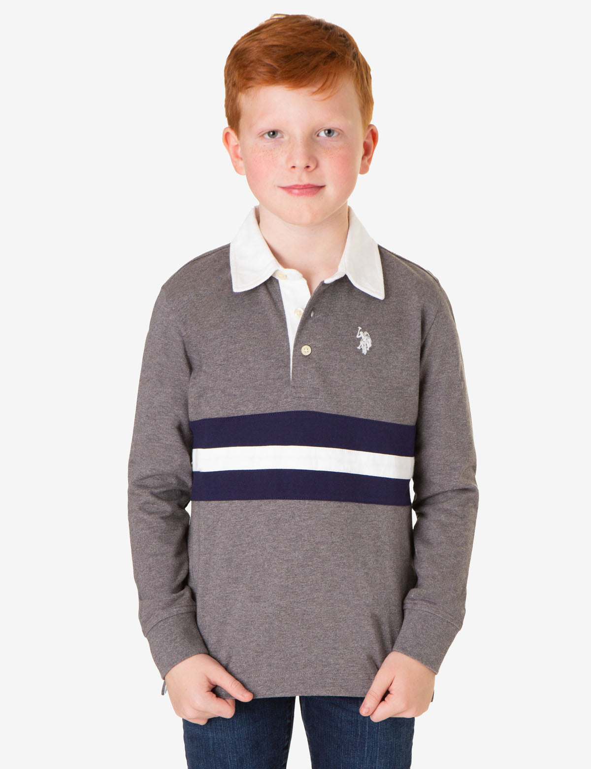 Boys Striped Long Sleeve Polo Shirt