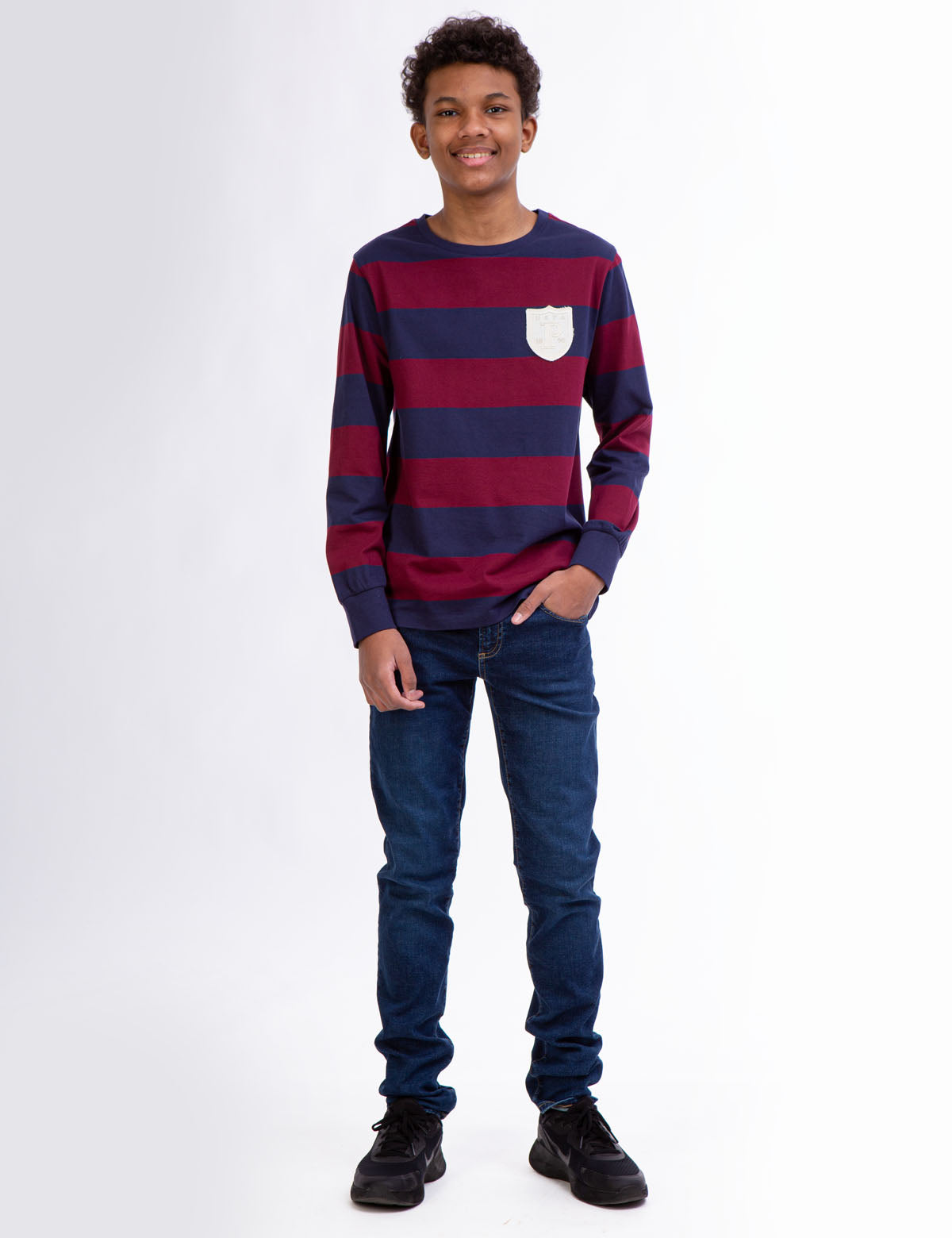 USPA Boys Rugby Striped Long Sleeve Tee