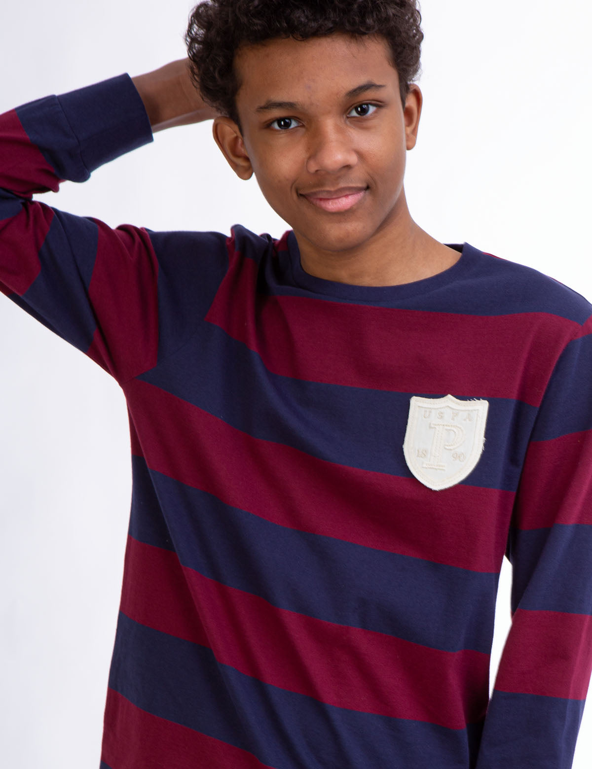 USPA Boys Rugby Striped Long Sleeve Tee