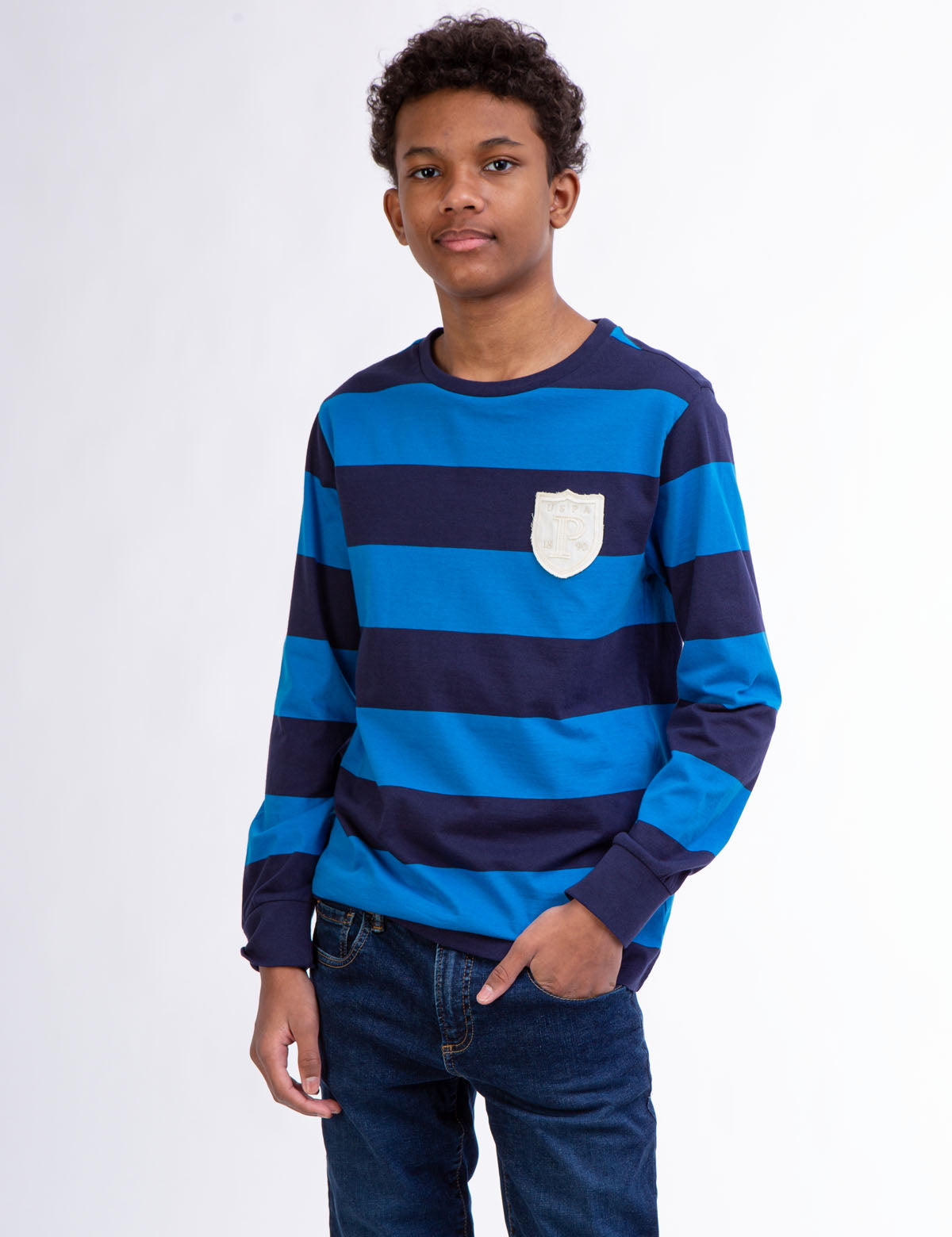 USPA Boys Rugby Striped Long Sleeve Tee
