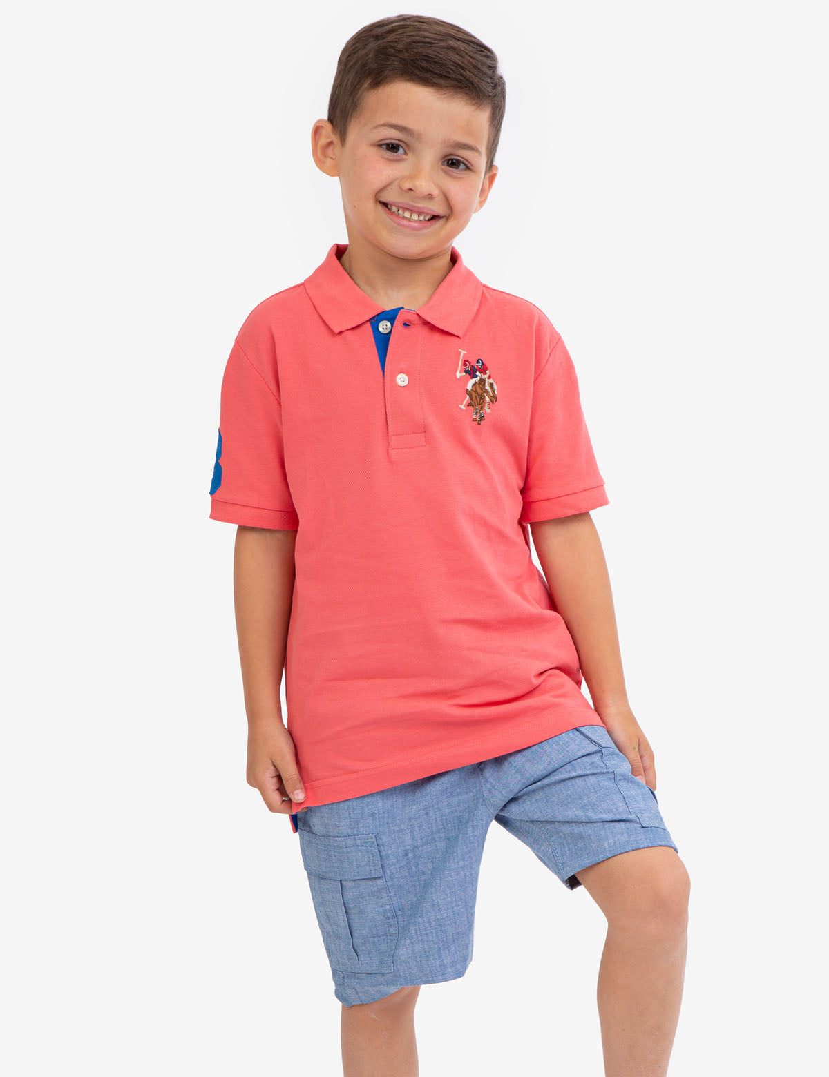 Boys' Colorful Logo Pique Polo Shirt