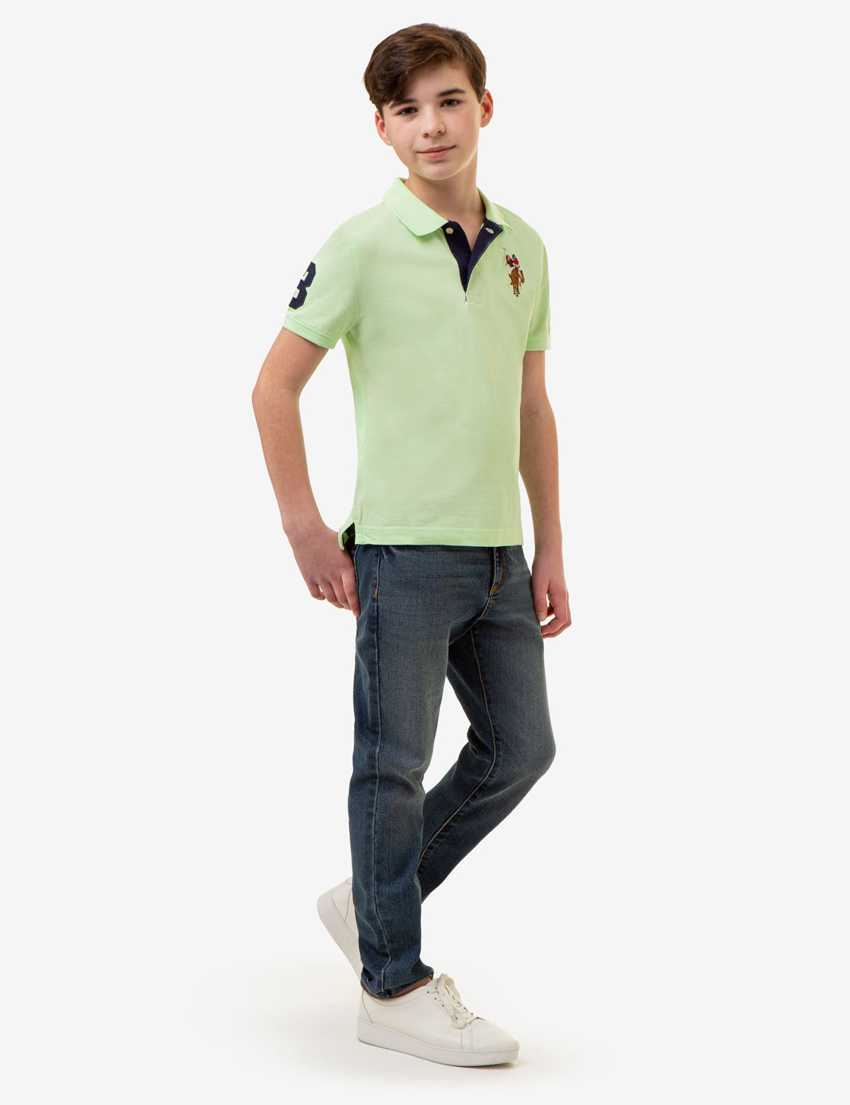 Boys' Colorful Logo Pique Polo Shirt
