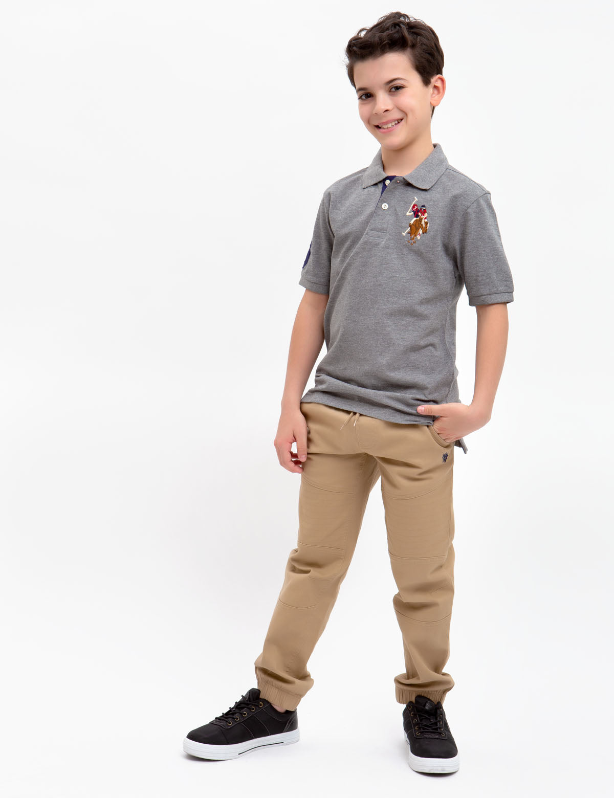 Boys' Colorful Logo Polo Shirt - 100% Cotton Casual Top