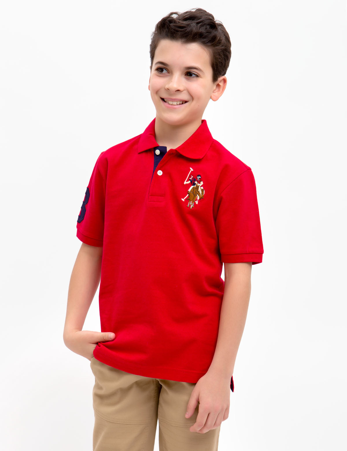 Boys' Colorful Logo Polo Shirt - 100% Cotton Casual Top