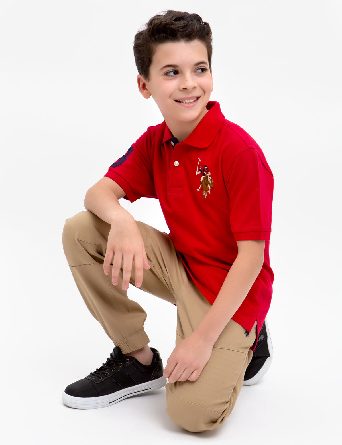 Boys' Colorful Logo Polo Shirt - 100% Cotton Casual Top