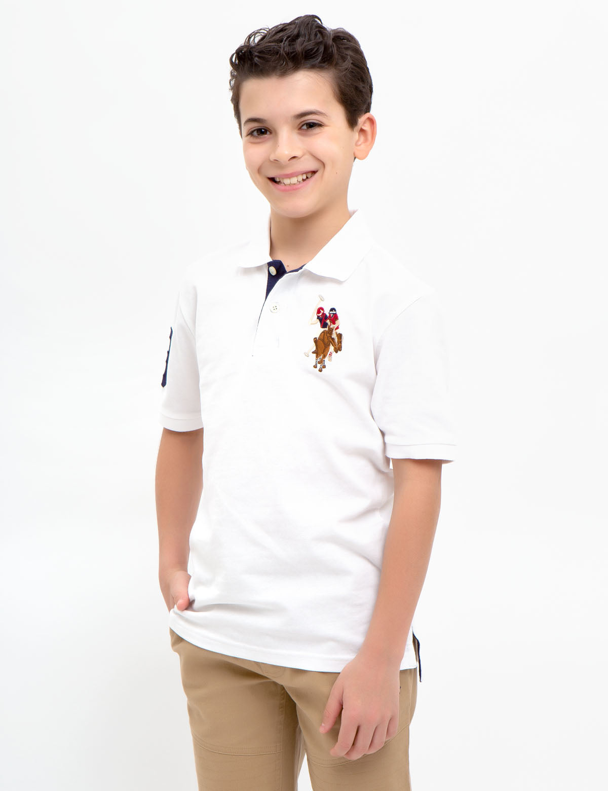 Boys' Colorful Logo Polo Shirt - 100% Cotton Casual Top