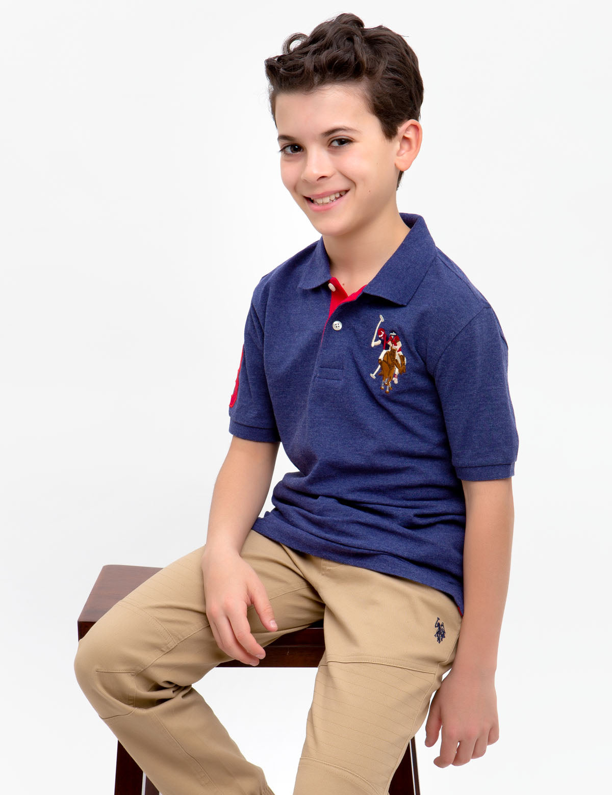 Boys' Colorful Logo Polo Shirt - 100% Cotton Casual Top
