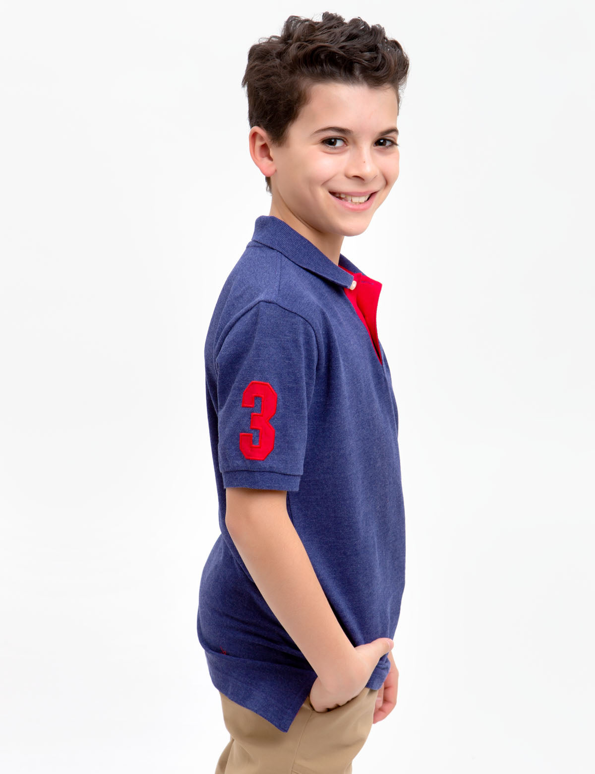 Boys' Colorful Logo Polo Shirt - 100% Cotton Casual Top