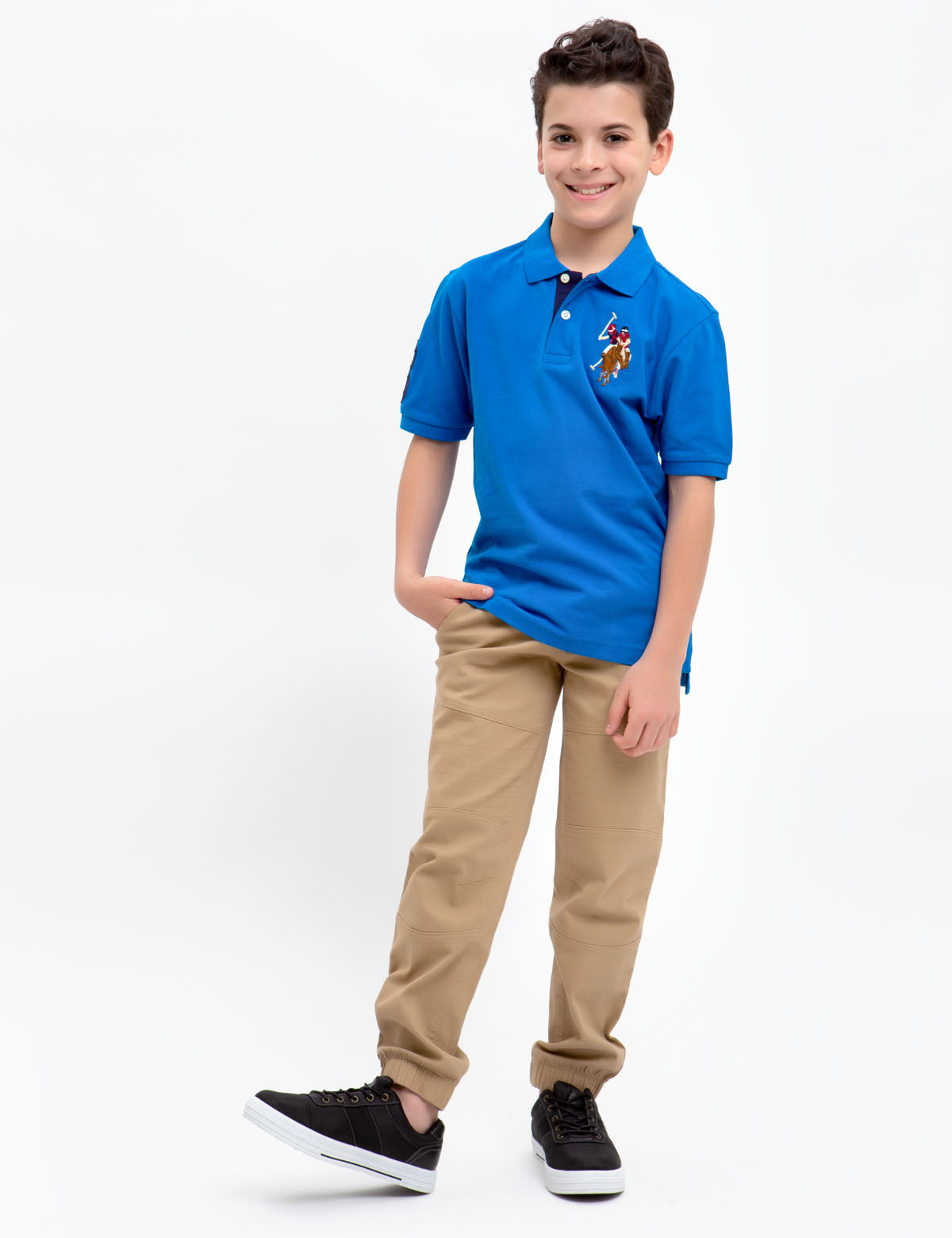 Boys' Colorful Logo Polo Shirt - 100% Cotton Casual Top