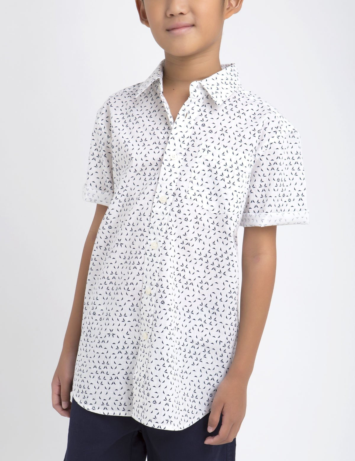 Boys Cotton Origami Print Short Sleeve Shirt