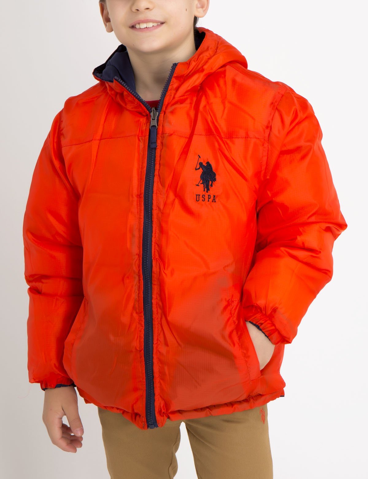 Boys Reversible Puffer Jacket with Horse Logo – Two Styles in One