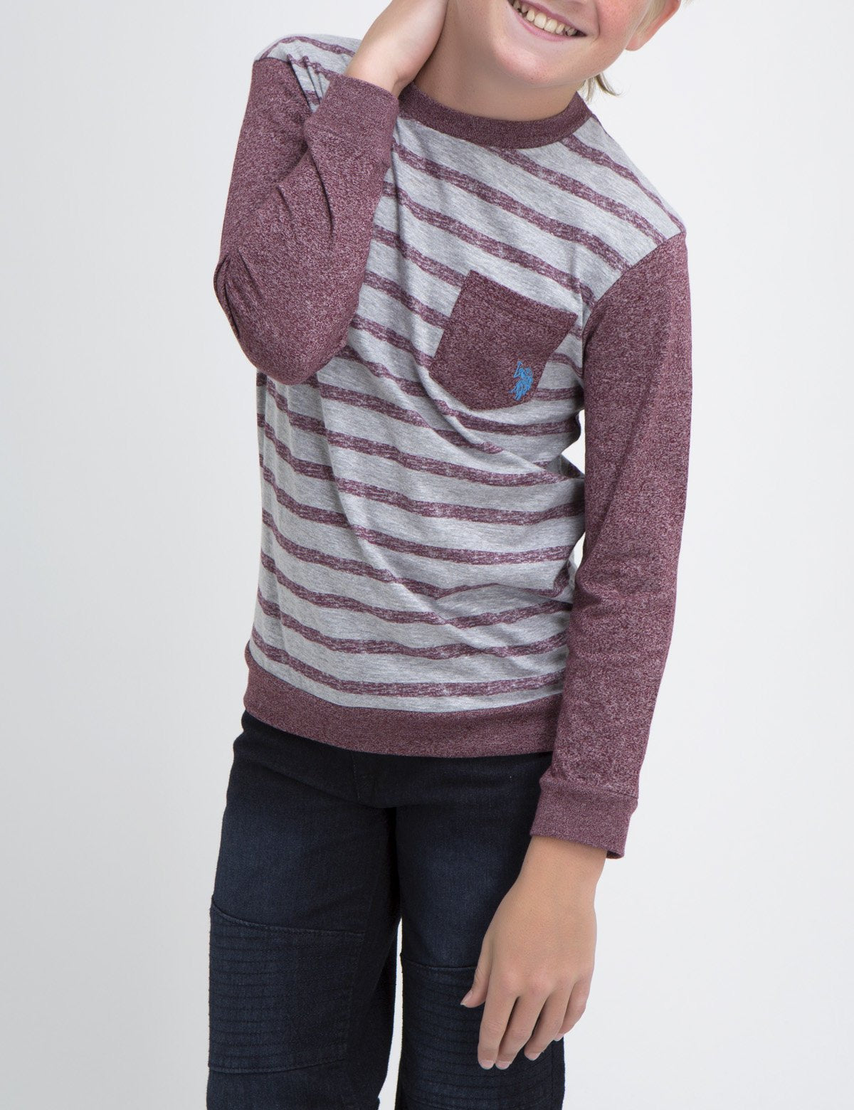 Boys Cotton Crew Neck T-Shirt with Pocket Logo