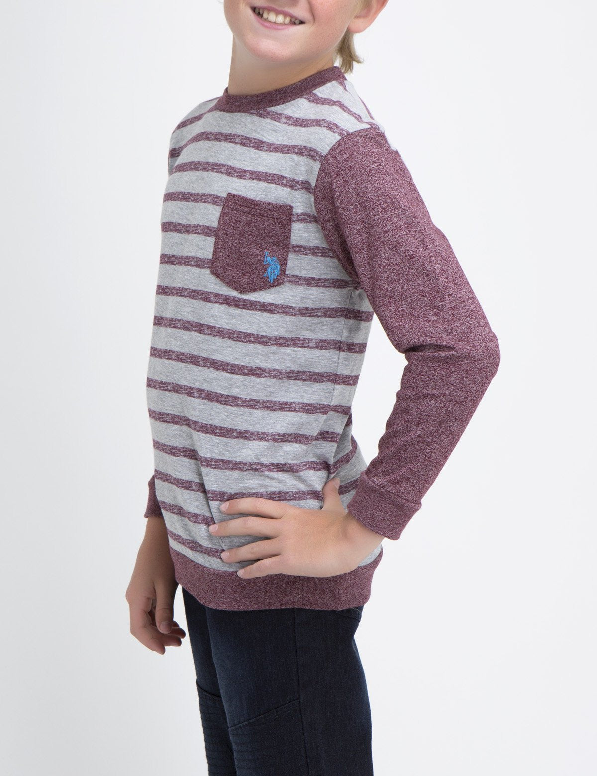 Boys Cotton Crew Neck T-Shirt with Pocket Logo