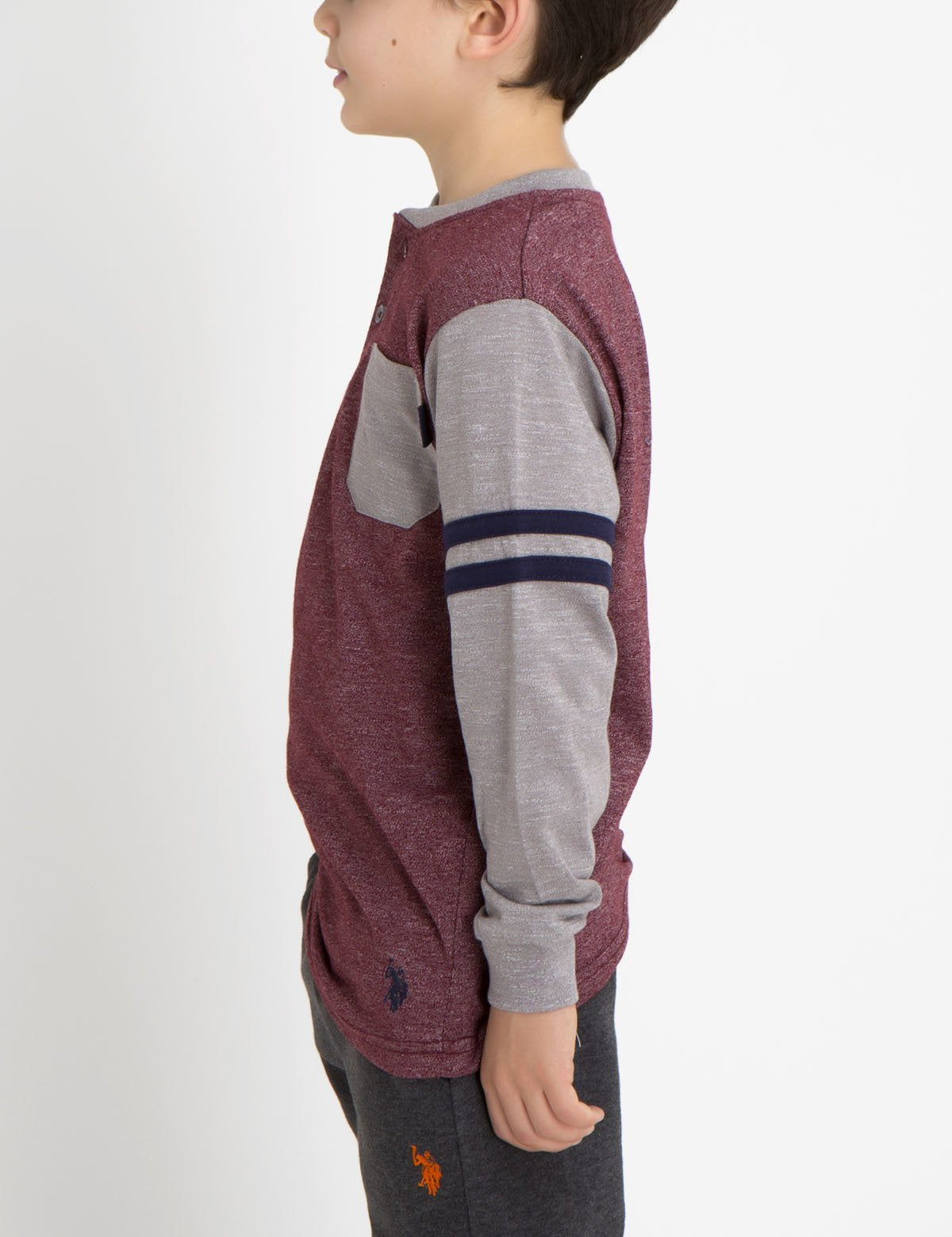 USPA Boys Slub Henley Shirt with Pocket & Embroidered Logo