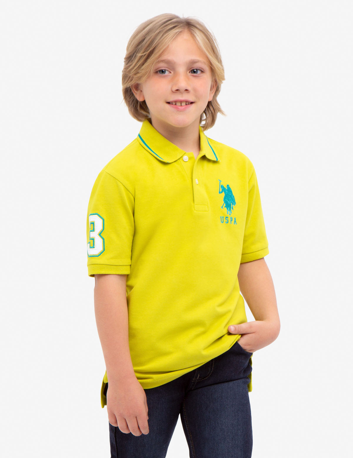 Boys Cotton Polo Shirt with Collar & Logo - Short Sleeve Classic Fit