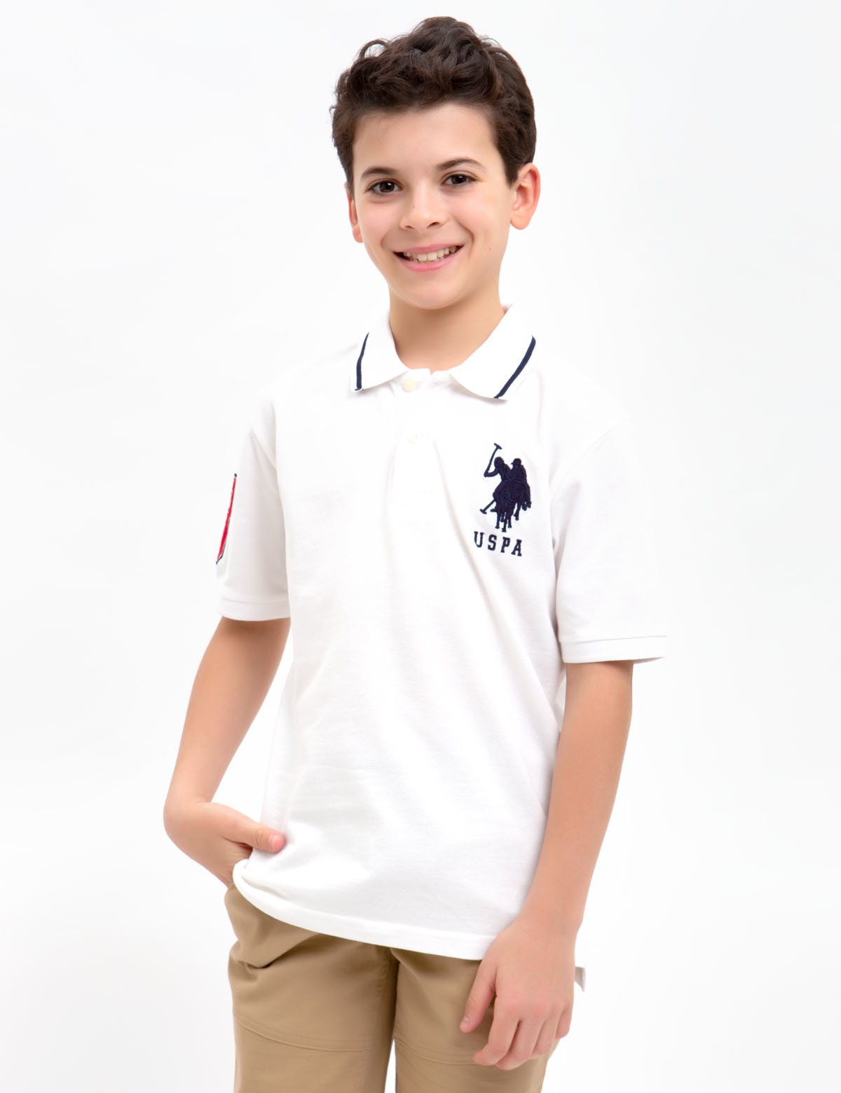 Boys Cotton Polo Shirt with Logo & Number Appliqué