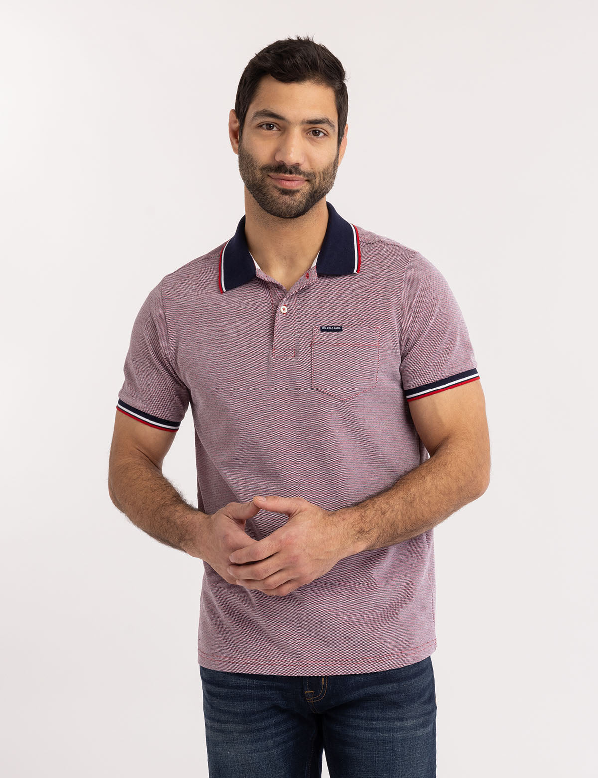 Men's Birdseye Jacquard Pique Polo Shirt - Breathable & Stylish