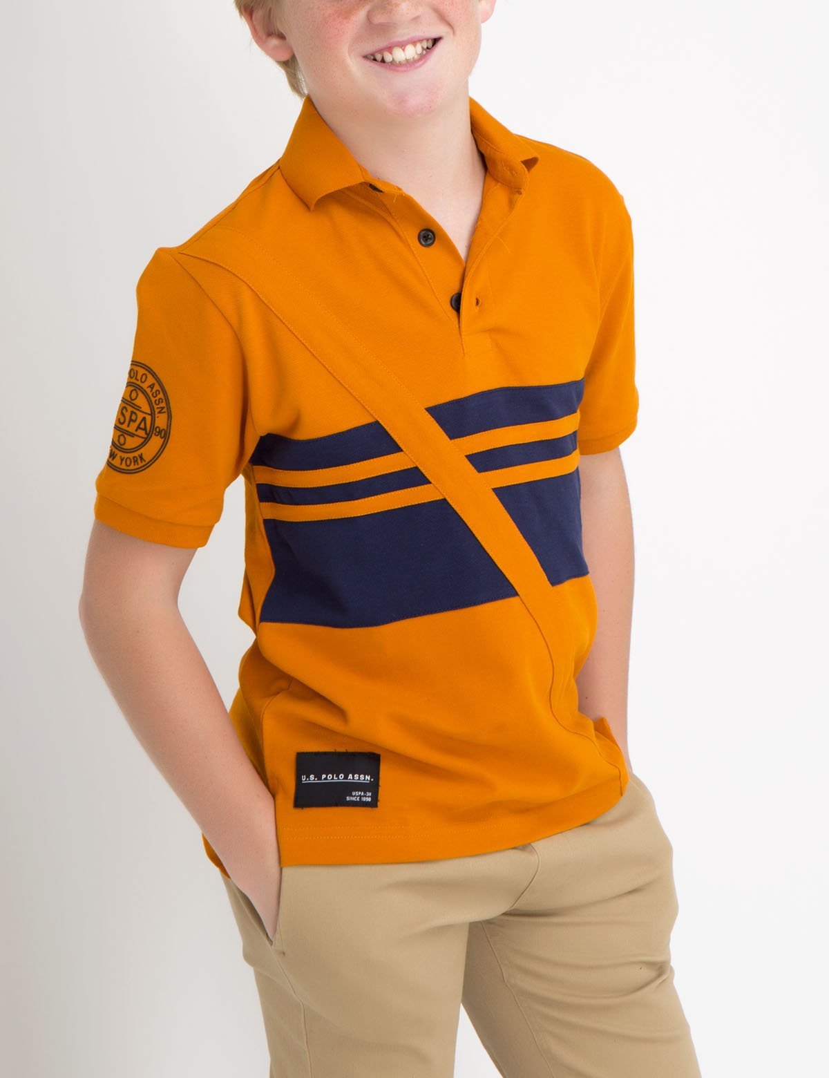 Boys Vertical Stripe Polo Shirt - 100% Cotton Pique