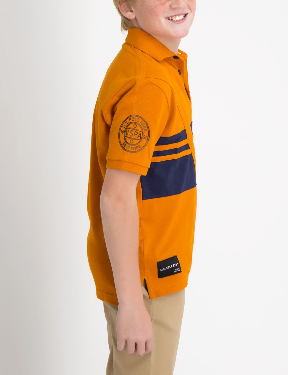 Boys Vertical Stripe Polo Shirt - 100% Cotton Pique