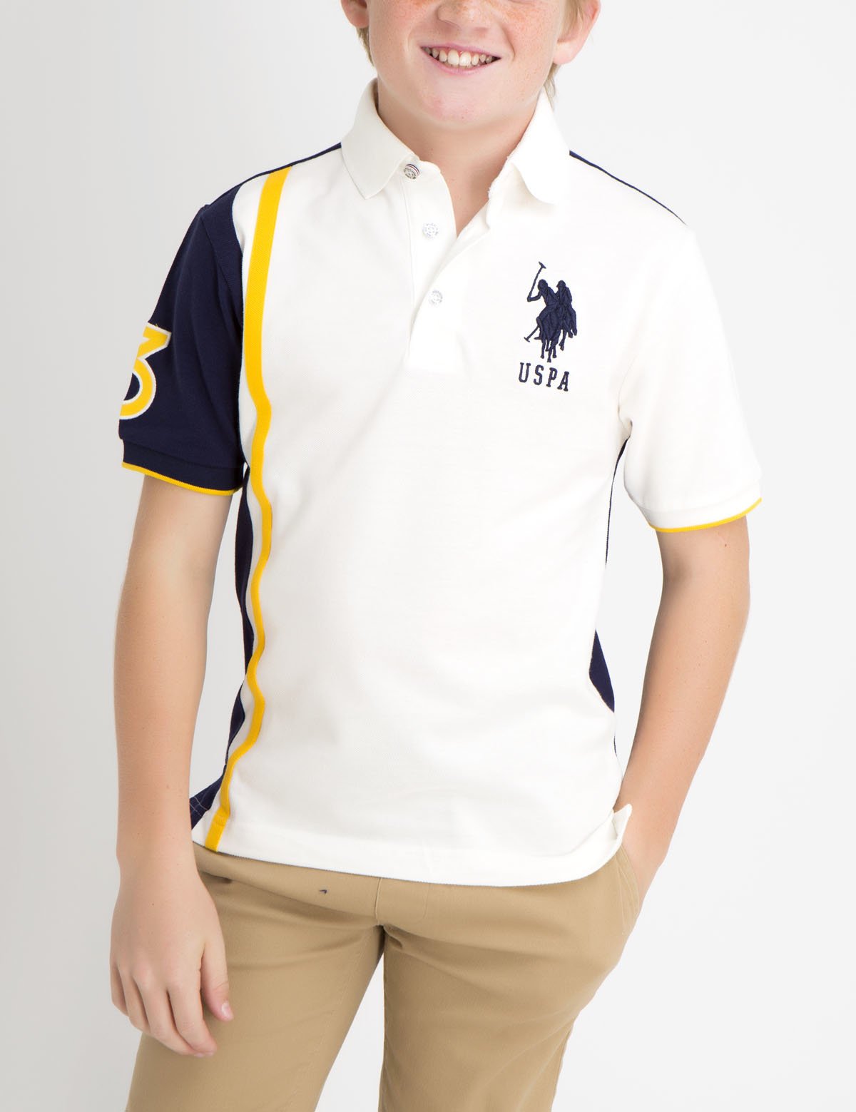 Boys Vertical Stripe Polo Shirt - 100% Cotton Pique
