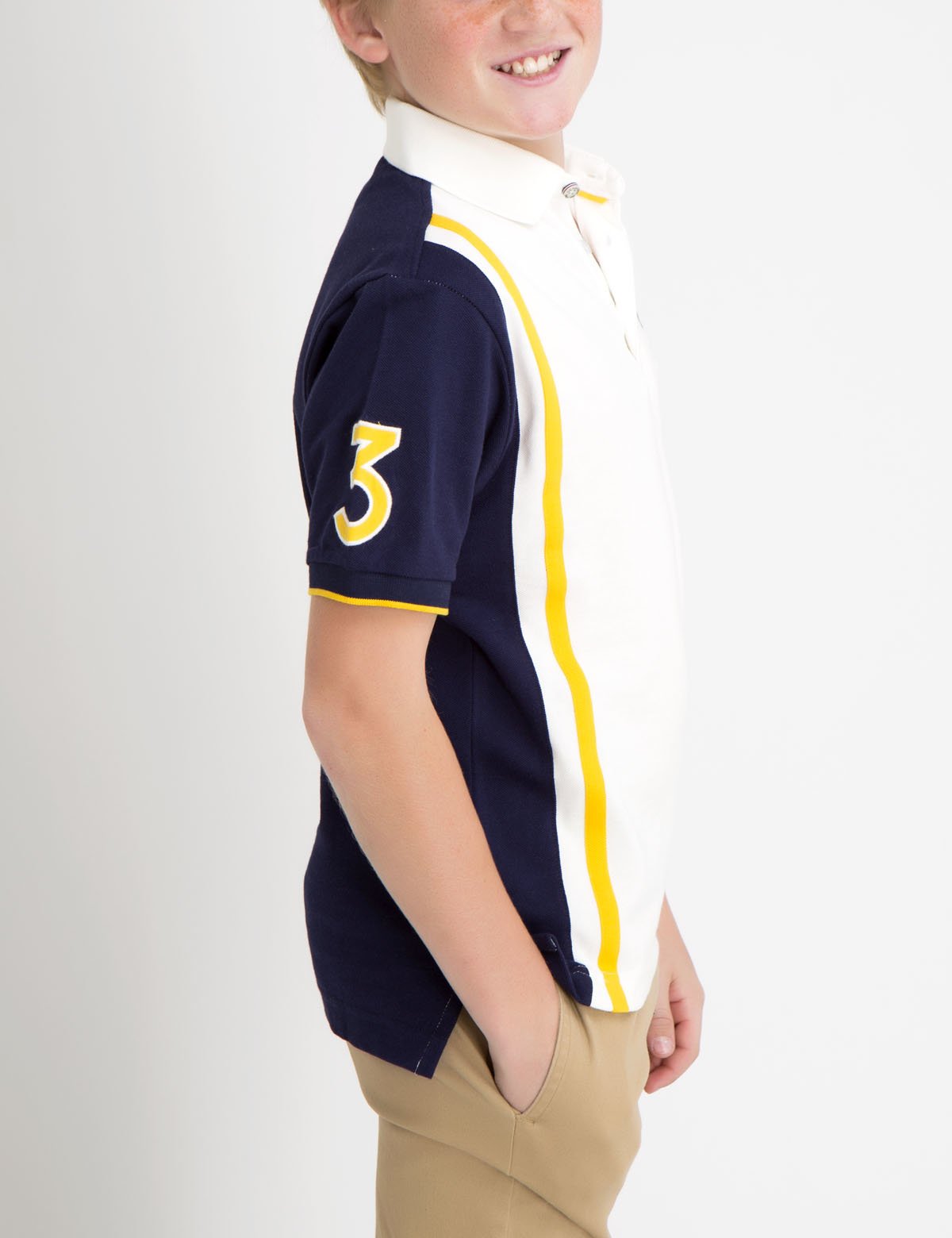 Boys Vertical Stripe Polo Shirt - 100% Cotton Pique