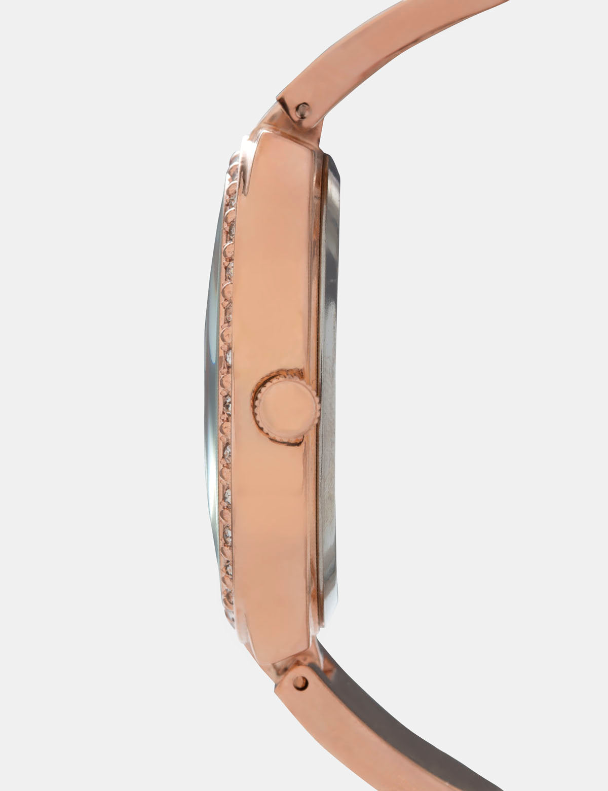 Rose Gold Diamond Bracelet Watch with Glass Dial & Fold Clasp